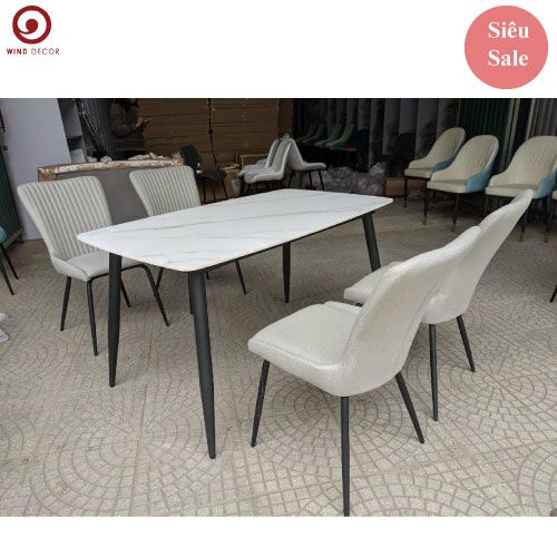  Bộ bàn ăn Ceramic và 4 Ghế Juno 