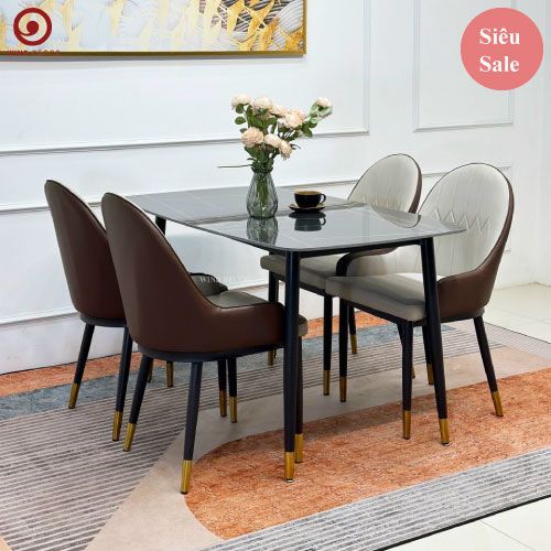  Bộ bàn ăn Ceramic và 4 Ghế Monet Nhập Khẩu 