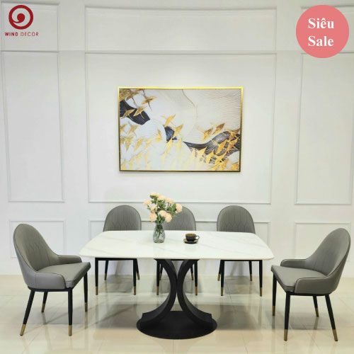  Bộ bàn ăn Chanel Ceramic và 5 Ghế Monet Nhập Khẩu 