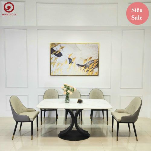  Bộ bàn ăn Chanel Ceramic và 5 Ghế Monet Nhập Khẩu 