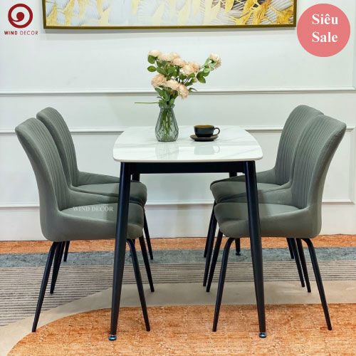  Bộ bàn ăn Ceramic và 4 Ghế Juno 