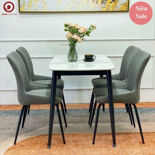  Bộ bàn ăn Ceramic và 4 Ghế Juno 