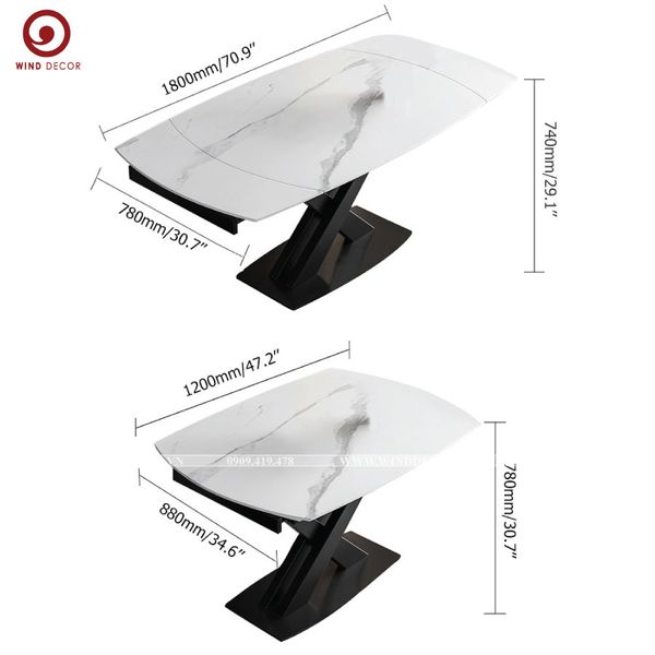  BAC-116 Bộ bàn ăn thông minh Kelvin và 6 ghế Zenta 