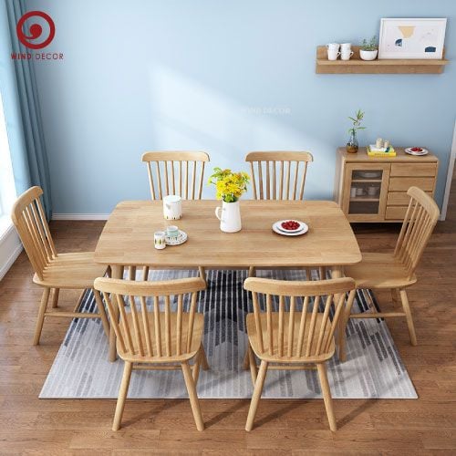  BA-03 Bộ Bàn Ăn 4 Ghế Pinnston Wood - Ghế Song Tiện 