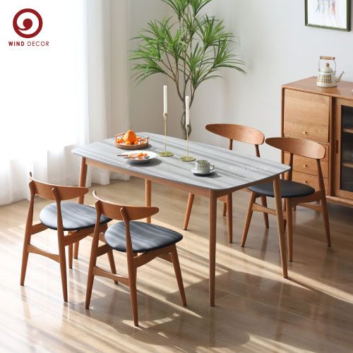  BAC-170 Bộ bàn ăn mặt đá Ceramic và 4 ghế CH33 