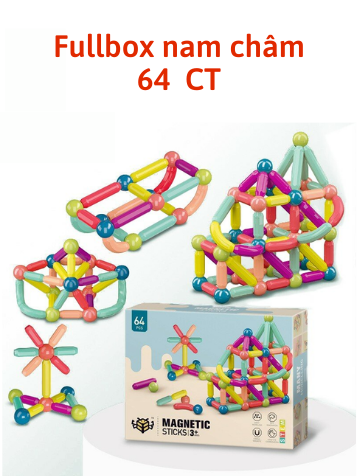 MAGNETIC STICK BỘ NAM CHÂM STICK GẬY 64 CT - Tặng sách Toán Singapore