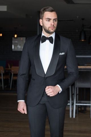 Bộ Tuxedo Cổ Sam Bản Lớn Màu Đen G84.001