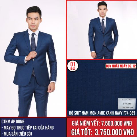 [Ngày 11.12] Bộ Suit Nam Mon Amie Xanh Navy F74.085