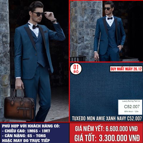 [Ngày 26.12] Tuxedo Nam Mon Amie Xanh Navy C52.007