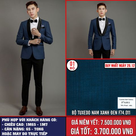 [Ngày 30.12] Bộ Tuxedo Nam Mon Amie Xanh Đen F74.011