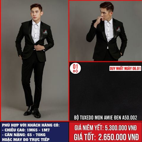 [Ngày 6.1] Bộ Tuxedo Mon Amie Màu Đen A50.002