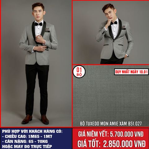 [Ngày 10.1] Bộ Tuxedo Mon Amie Màu Xám B51.027