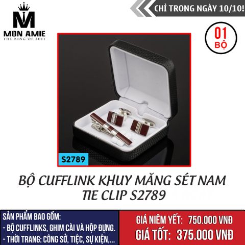 [NGÀY 10.10] Bộ Cufflink Khuy Măng Sét Nam Tie Clip S2789