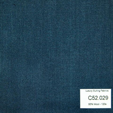 C52.029 Kevinlli V3 - Vải Suit 50% Wool - Xanh Dương Trơn