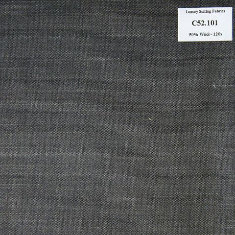 C52.101 Kevinlli V3 - Vải Suit 50% Wool - Xám Đen Trơn