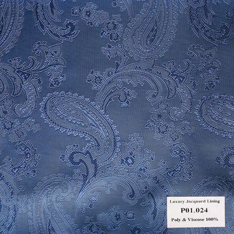 Khăn Pocket Square Hoa Vân Xanh Đậm P01.024