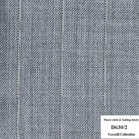 D630/2 Vercelli CXM - Vải Suit 95% Wool - Xám Sọc