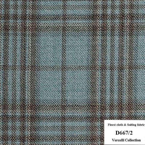 D667/2 Vercelli CXM - Vải Suit 95% Wool - Xanh Dương Caro