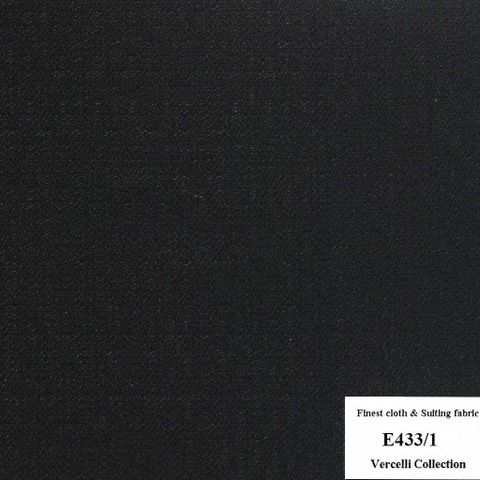E433/1 Vercelli CXM - Vải Suit 95% Wool - Đen Trơn