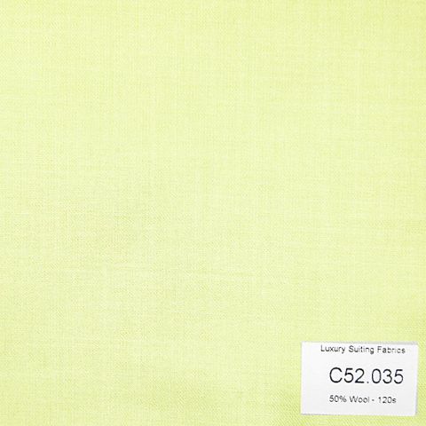 C52.035 Kevinlli V3 - Vải Suit 50% Wool - Xanh Lá Chuối Trơn