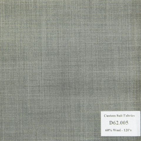 D62.005 Kevinlli V4 - Vải Suit 60% Wool - Xám Trơn