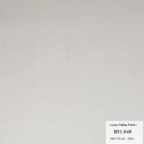 B51.048 Kevinlli V2 - Vải Suit 50% Wool - Trắng Kem Trơn