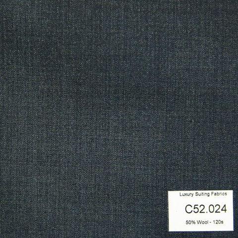 C52.024 Kevinlli V3 - Vải Suit 50% Wool - Xám Đen Trơn