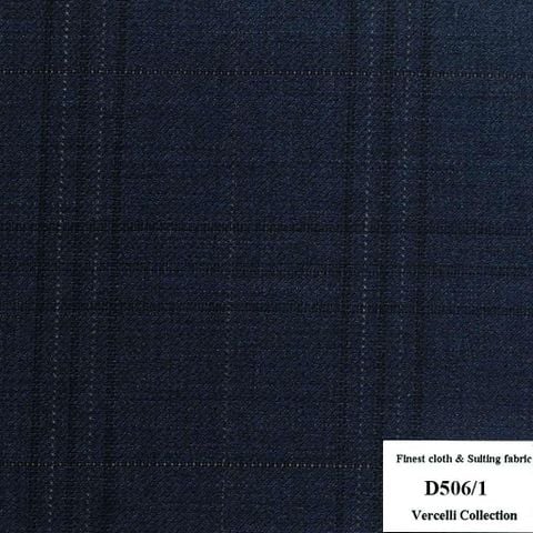 D506/1 Vercelli CXM - Vải Suit 95% Wool - Xanh Dương Sọc