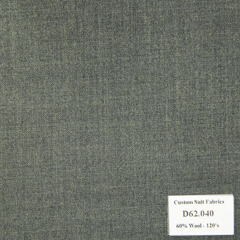 D62.040 Kevinlli V4 - Vải Suit 60% Wool - Xám Trơn