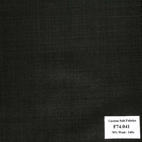 F74.041 Kevinlli V6 - Vải Suit 70% Wool - Đen Trơn