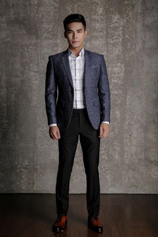 Áo Khoác Blazer Nam Xanh  - Cổ Ve Xuôi - 1 Nút - 006