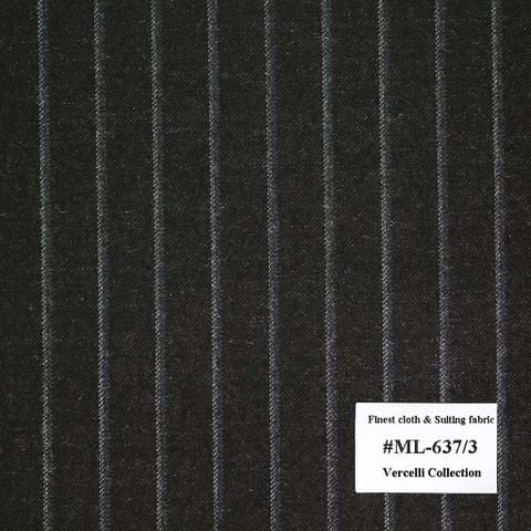 ML-637/3  Vercelli V9 - Vải Suit 95% Wool - Đen Sọc