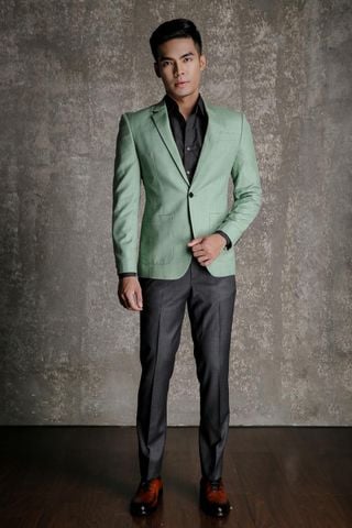 Áo Khoác Blazer Xanh Lá - Cổ Ve Xuôi - 1 Nút - 009