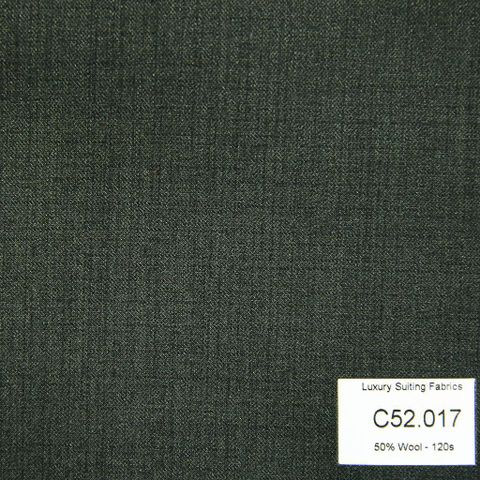 C52.017 Kevinlli V3 - Vải Suit 50% Wool - Xanh Lá Trơn