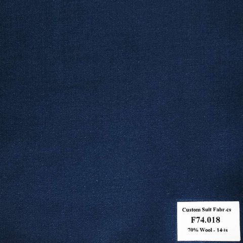 F74.018 Kevinlli V6 - Vải Suit 70% Wool - Xanh Dương Trơn