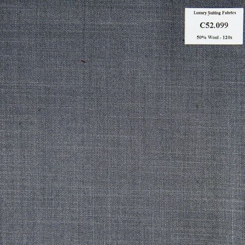 C52.099 Kevinlli V3 - Vải Suit 50% Wool - Xám Trơn