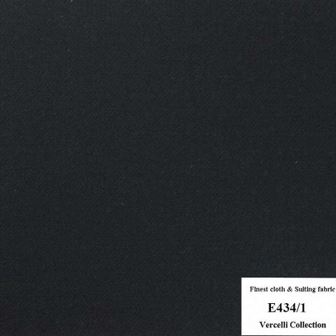 E434/1 Vercelli CXM - Vải Suit 95% Wool - Đen Trơn