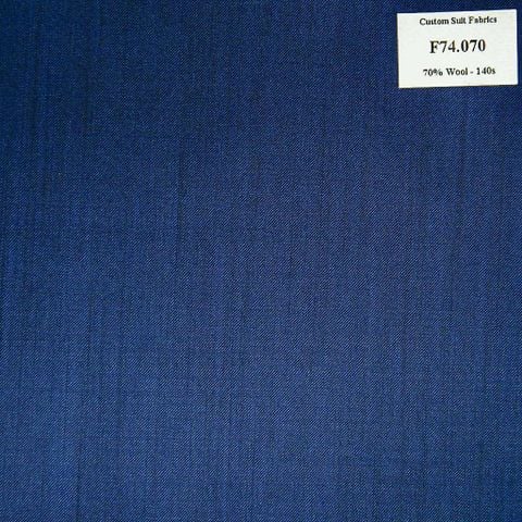 F74.070 Kevinlli V6 - Vải Suit 70% Wool - Xanh Dương Trơn