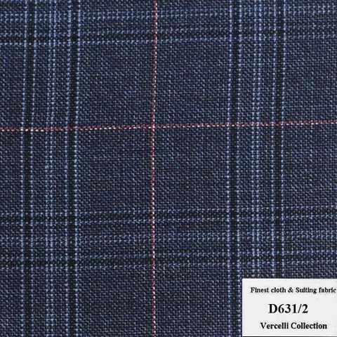 D631/2 Vercelli CXM - Vải Suit 95% Wool - Xanh Dương Sọc