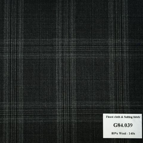 G84.039 Kevinlli V7 - Vải Suit 80% Wool - Xám Đen Caro