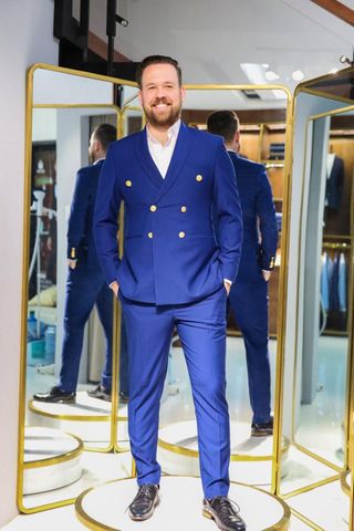 Suit Xanh navy cài chòm nút kiểu nổi bật G84.005