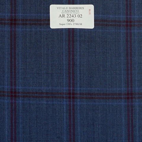 AR 2243 02 CANONICO - 100% Wool - Xanh Dương Caro