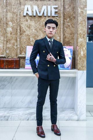 Bộ Suit Chú rể cài chòm Xanh Đen F74.102