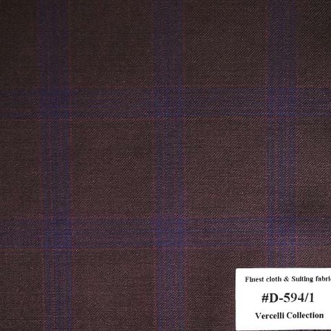 D-594/1 Vercelli V8 - Vải Suit 95% Wool - Đỏ Caro