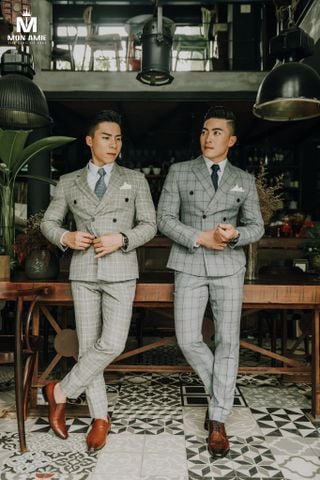 Bộ Suit Xám Caro Bản Vuông - Quốc Cơ/Quốc Nghiệp