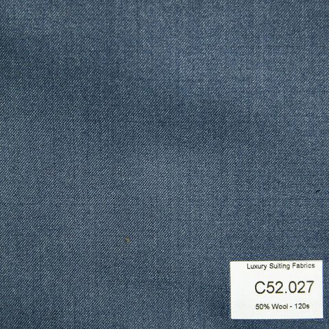 C52.027 Kevinlli V3 - Vải Suit 50% Wool - Xanh Dương Trơn