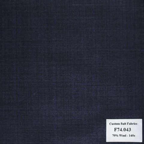 F74.043 Kevinlli V6 - Vải Suit 70% Wool - Xanh Dương Trơn