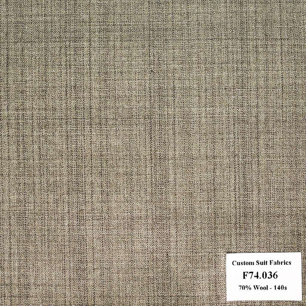 F74.036 Kevinlli V6 - Vải Suit 70% Wool - Xám Trơn