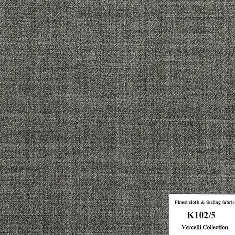 K102/5 Vercelli CXM - Vải Suit 95% Wool - Xám Trơn