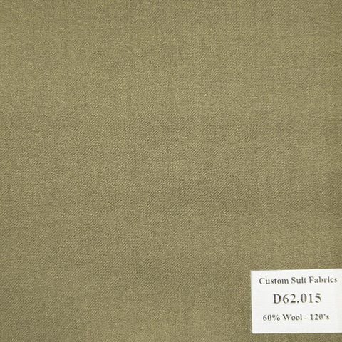 D62.015 Kevinlli V4 - Vải Suit 60% Wool - Xanh olive Trơn